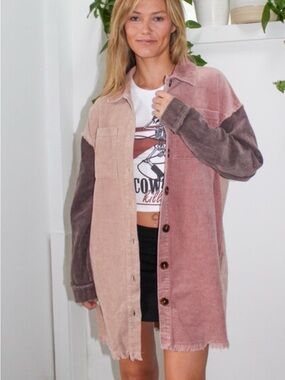 💛HEM & THREAD Colorblock Corduroy Shacket Jacket